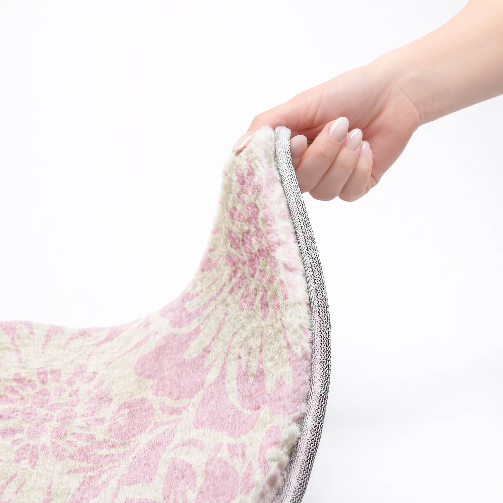 10' X 14' Pink And Ivory Floral Shag Washable Area Rug With UV Protection - Home & Garden