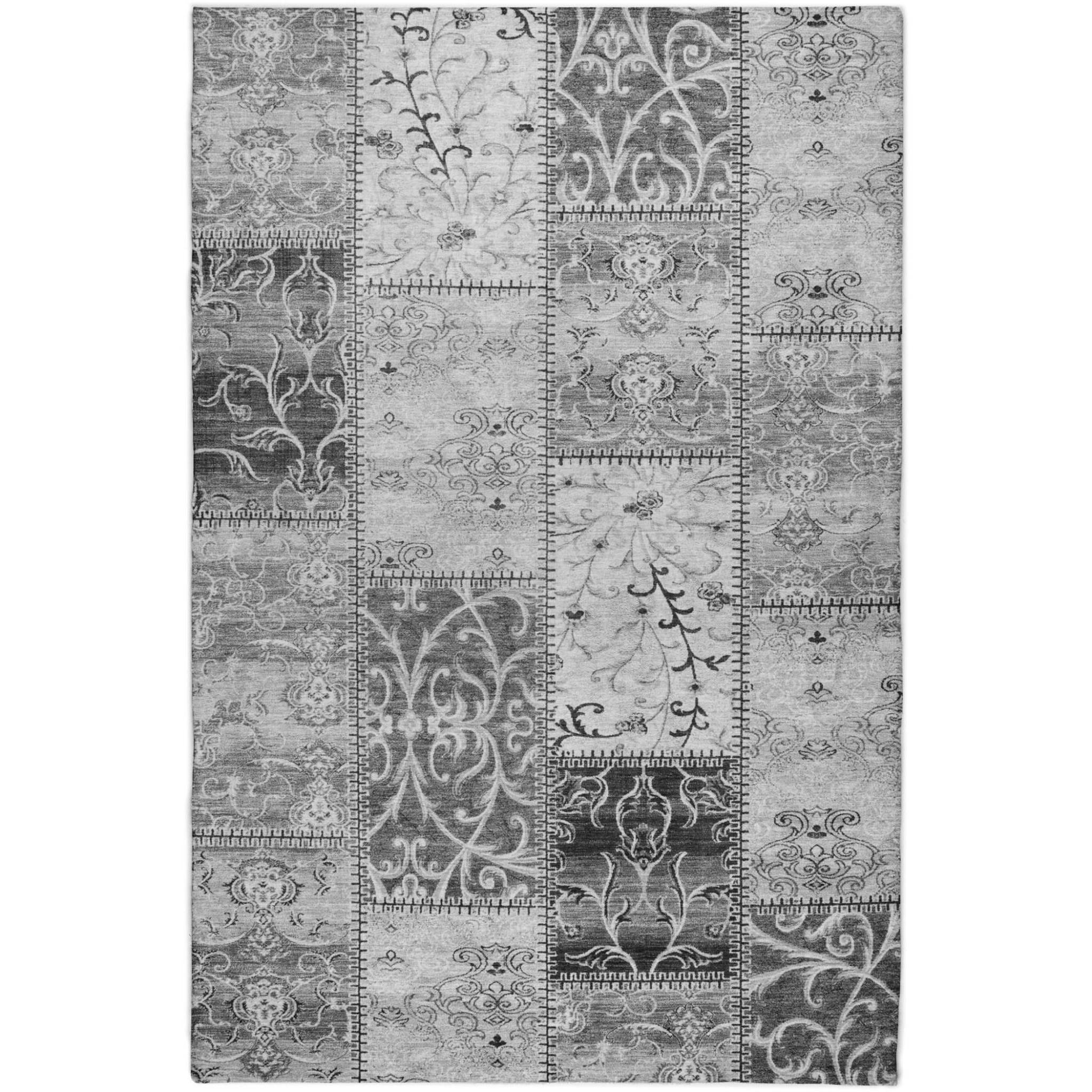 3' X 5' Gray And Silver Floral Shag Washable Area Rug With UV Protection - Home & Garden