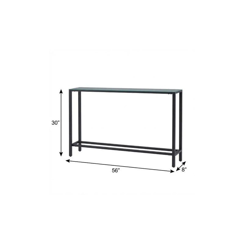 56" Black Mirrored Glass Console Table Homeroots Living Room