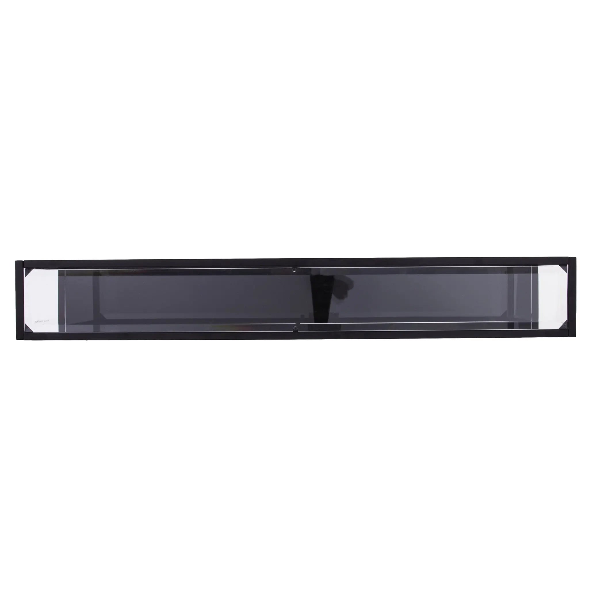 56" Clear and Black Glass Frame Console Table With Shelves Homeroots Living Room
