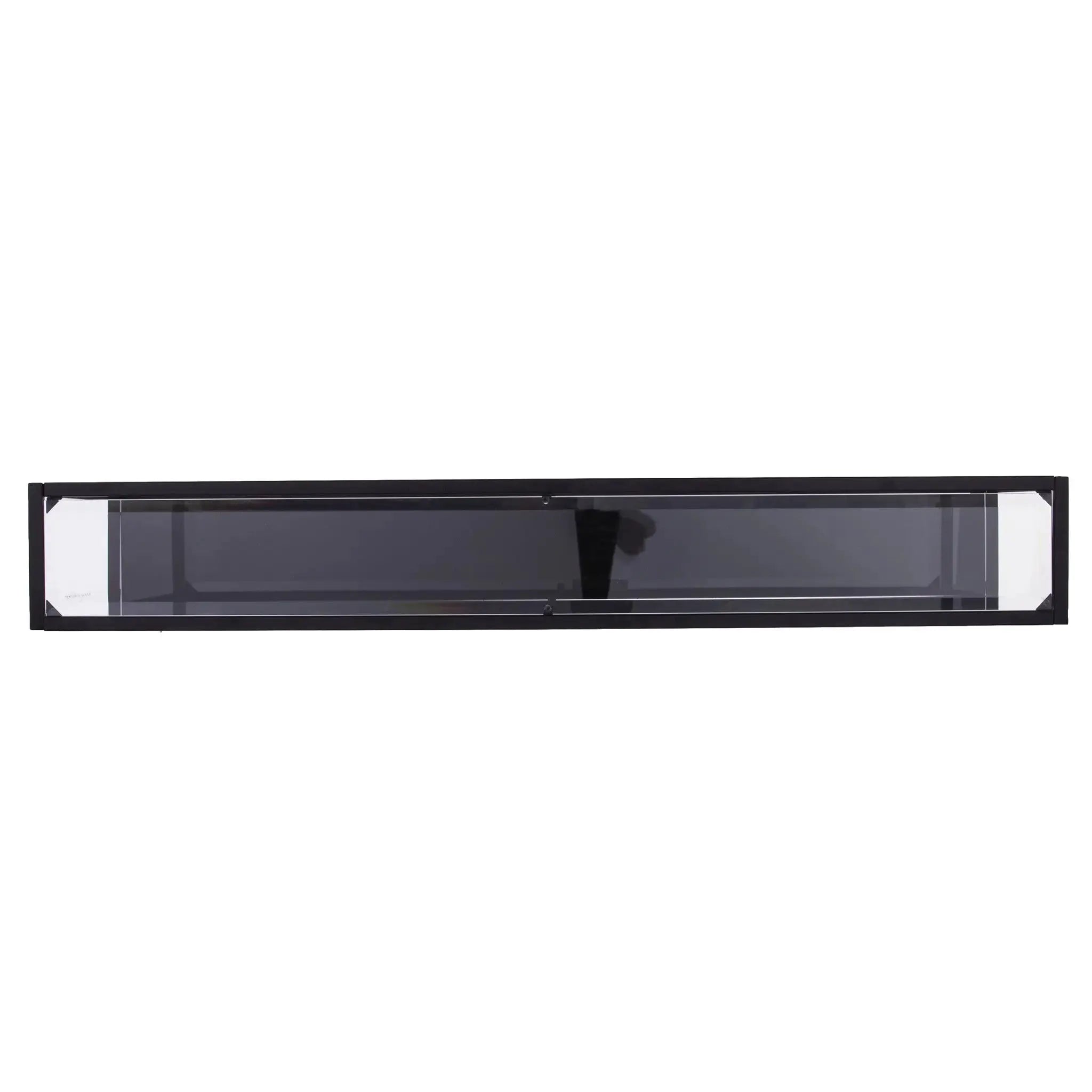 56" Clear and Black Glass Frame Console Table With Shelves Homeroots Living Room