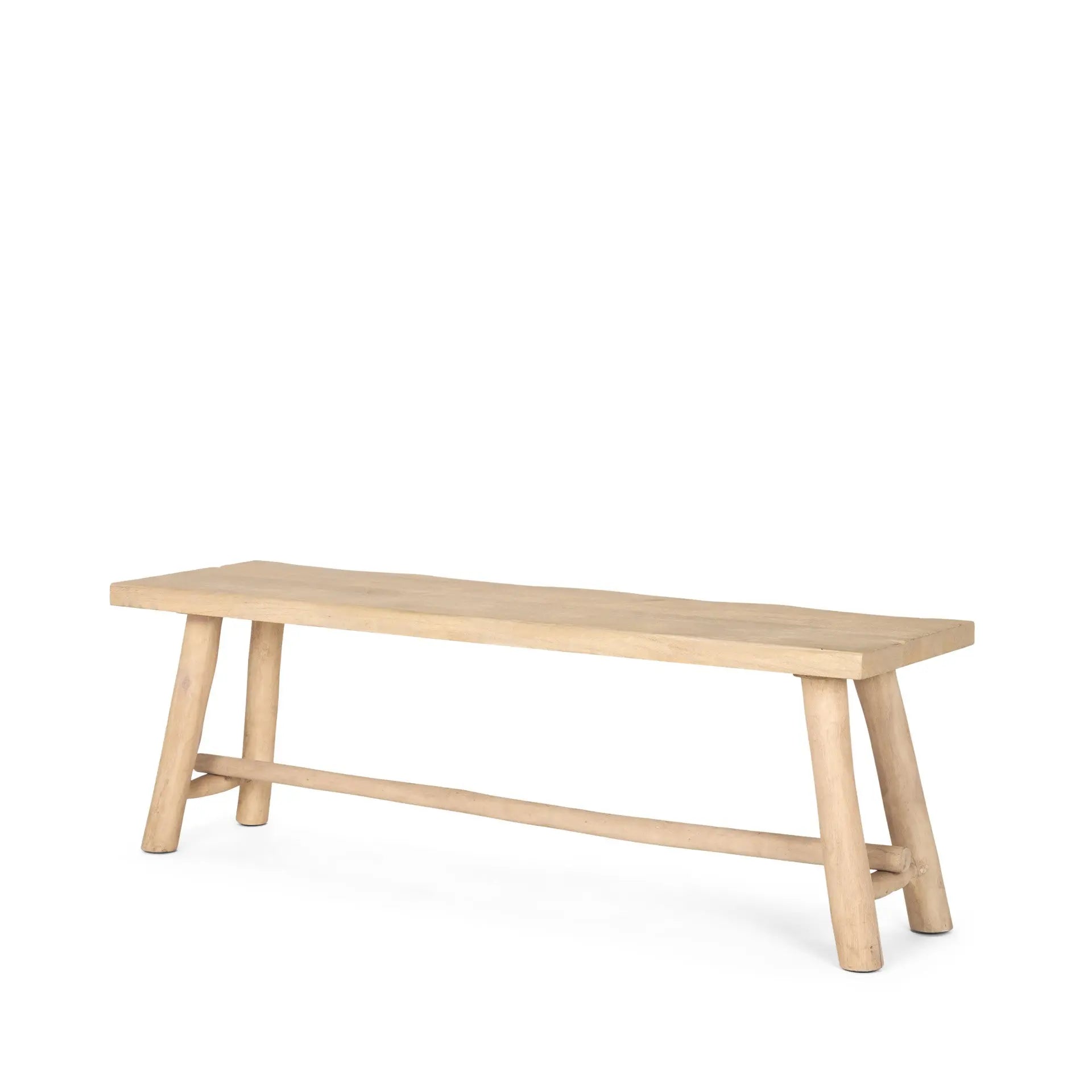 56" Natural Distressed Solid Wood Live Edge Bench Homeroots Living Room