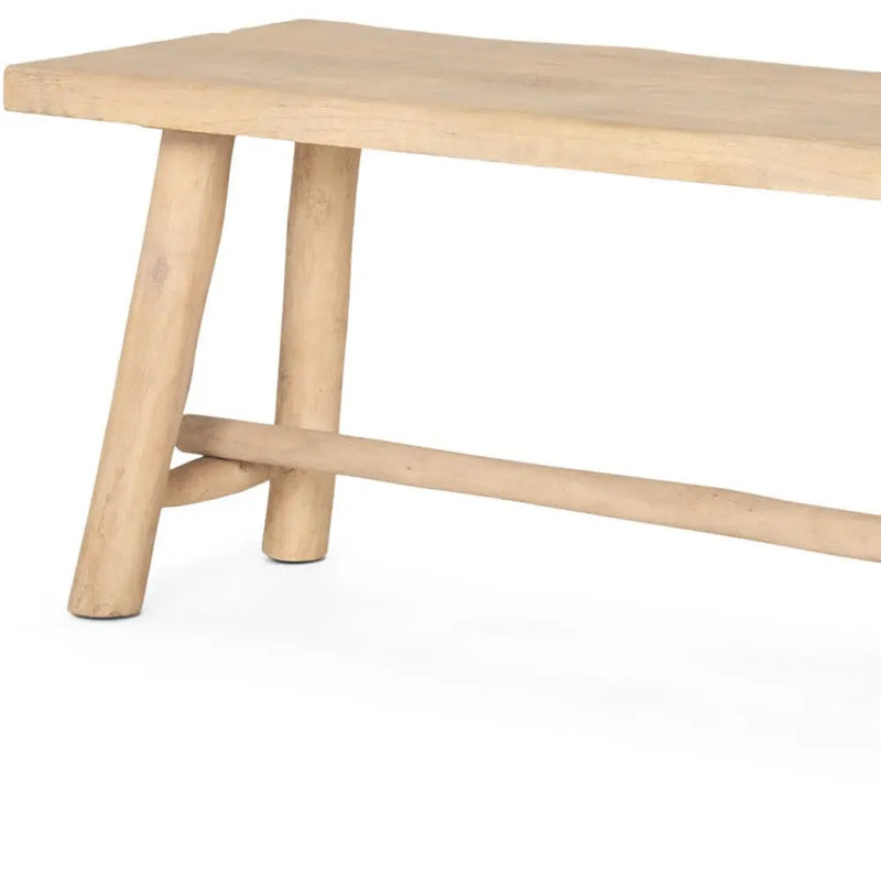 56" Natural Distressed Solid Wood Live Edge Bench Homeroots Living Room