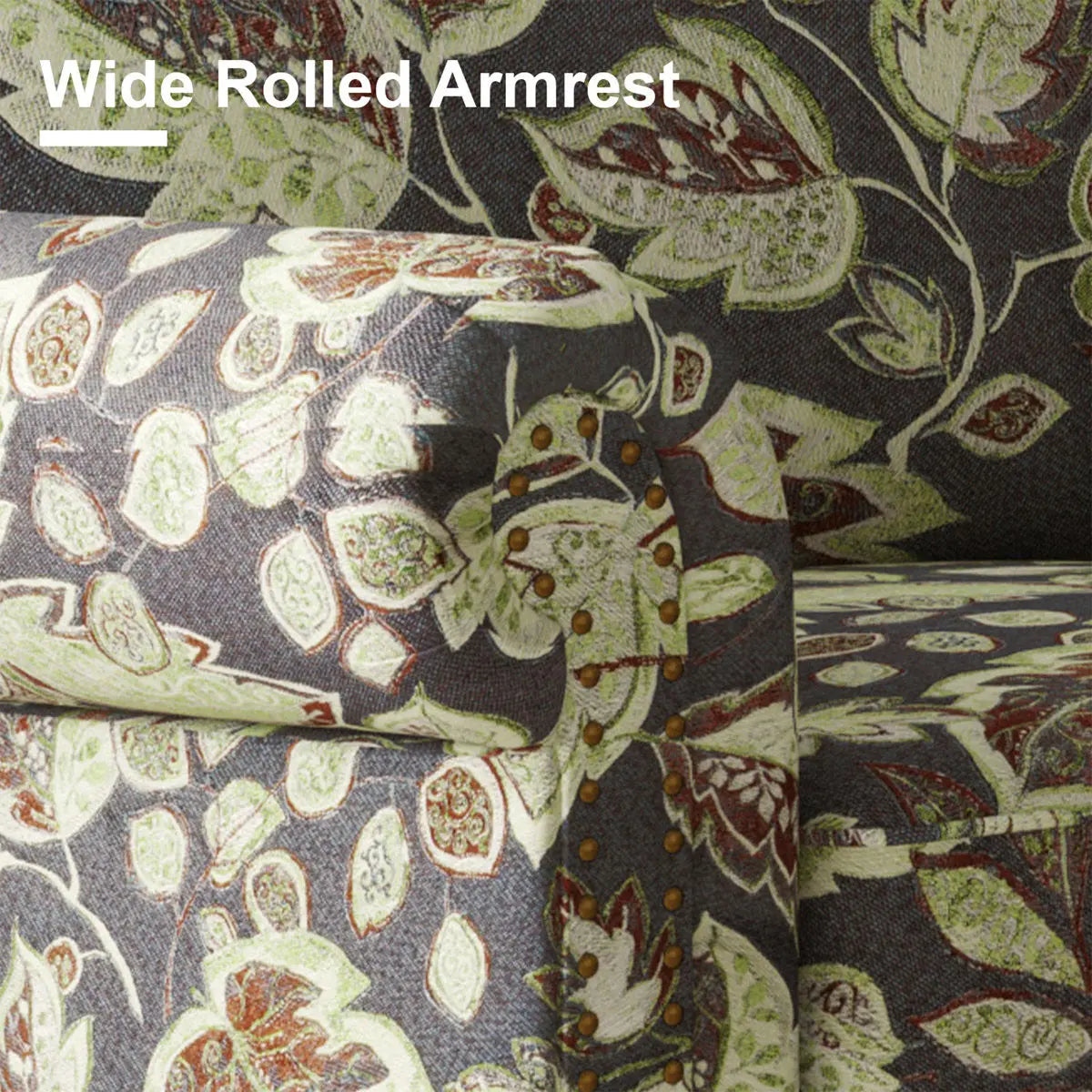 56" Sage Navy Blue And Brown Floral Loveseat Homeroots Living Room