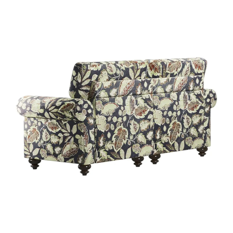 56" Sage Navy Blue And Brown Floral Loveseat Homeroots Living Room