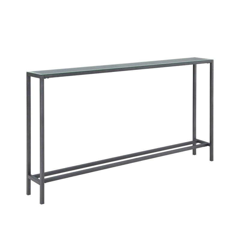 56" Silver and Gunmetal Mirrored Glass Console Table Homeroots Living Room
