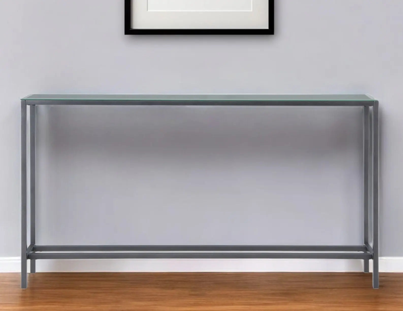 56" Silver and Gunmetal Mirrored Glass Console Table Homeroots Living Room