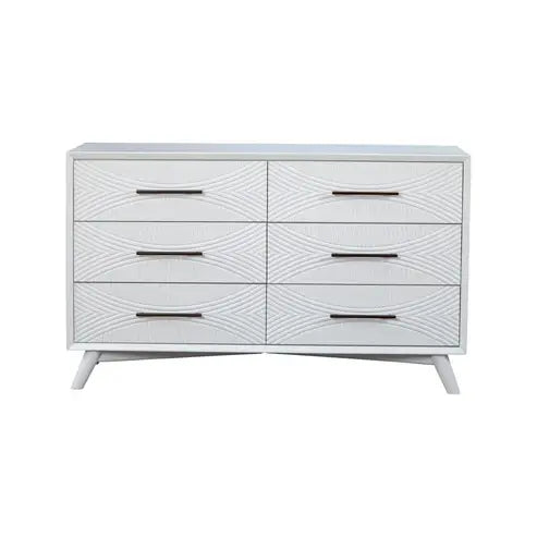 56" White Solid Wood Six Drawer Double Dresser - GreatEagleInc