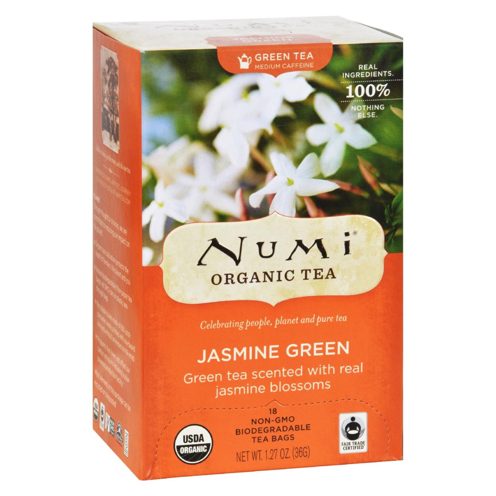 Numi Organic Tea Jasmine Green - 18 Tea Bags - Case Of 6 - GreatEagleInc