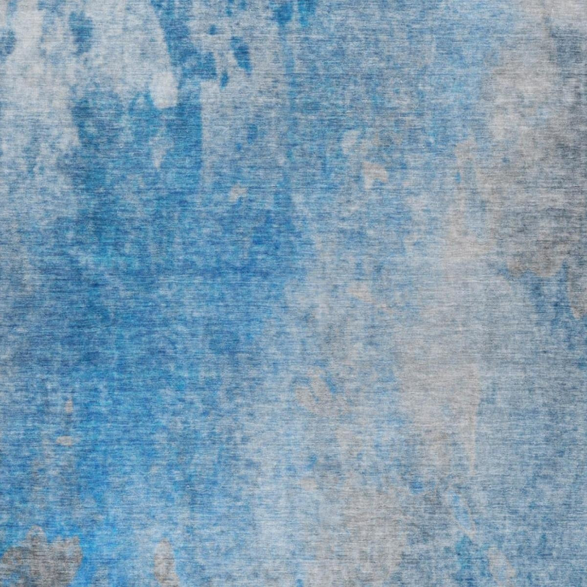 5' X 8' Blue And Denim Blue Abstract Shag Washable Area Rug With UV Protection - Home & Garden
