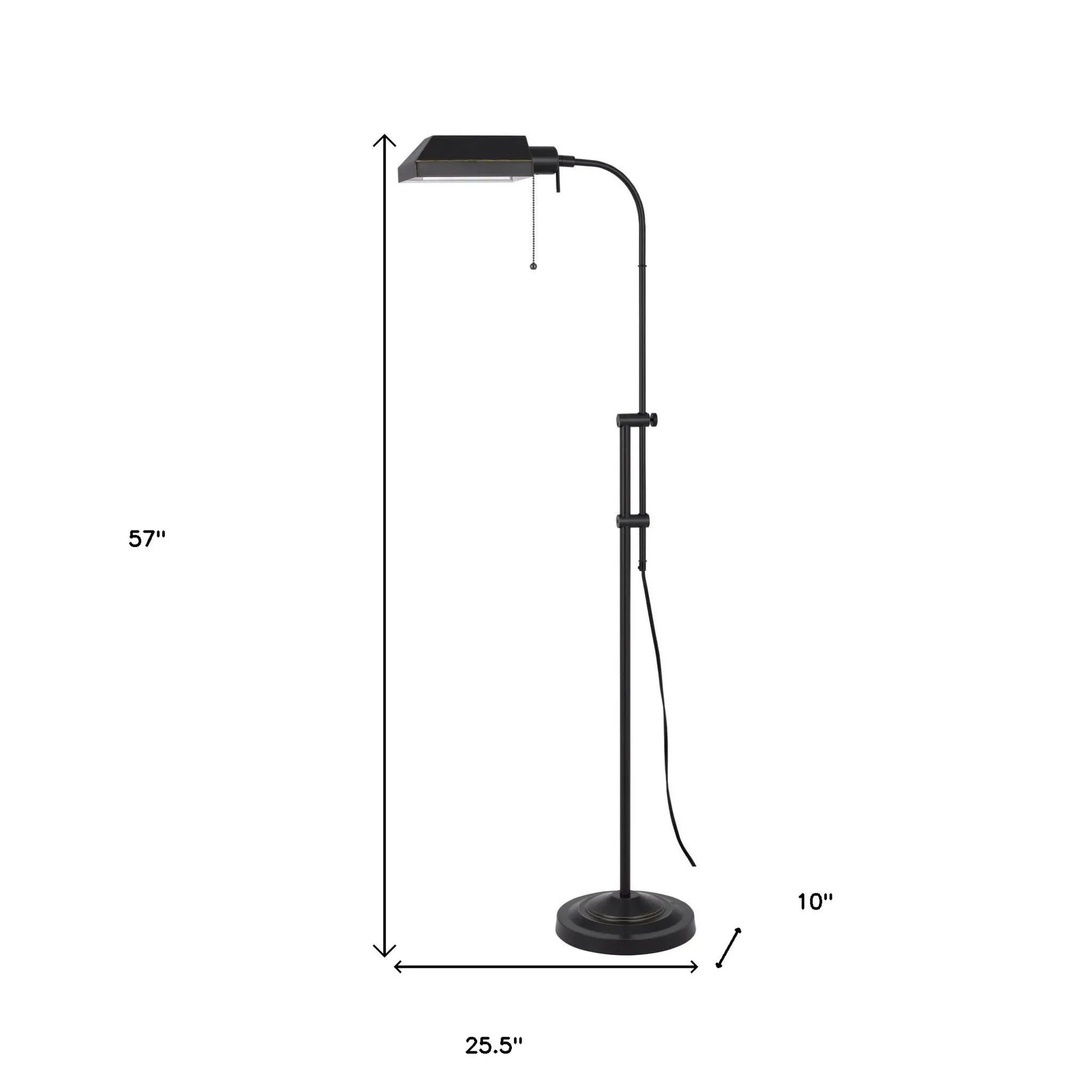 57" Bronze Metal Adjustable Floor Lamp With Bronze Metal Square Shade Homeroots Lighting