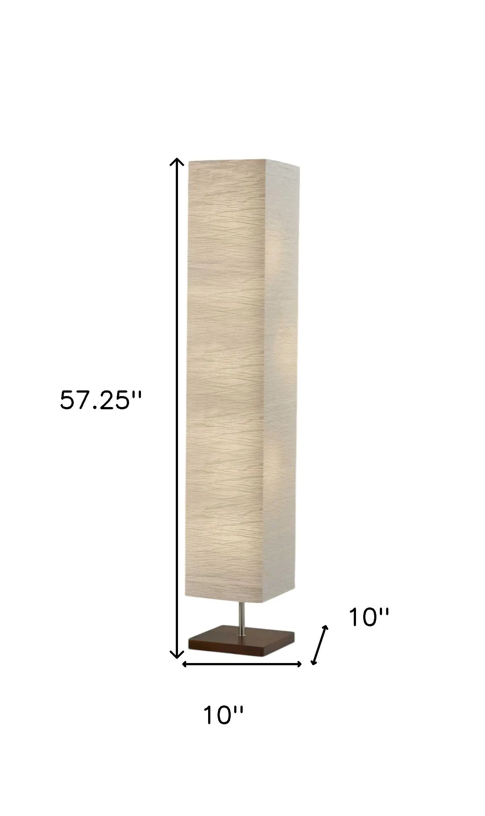 57" Brown And White Two Light Column Floor Lamp With White Paper Rectangular Shade Homeroots Lighting