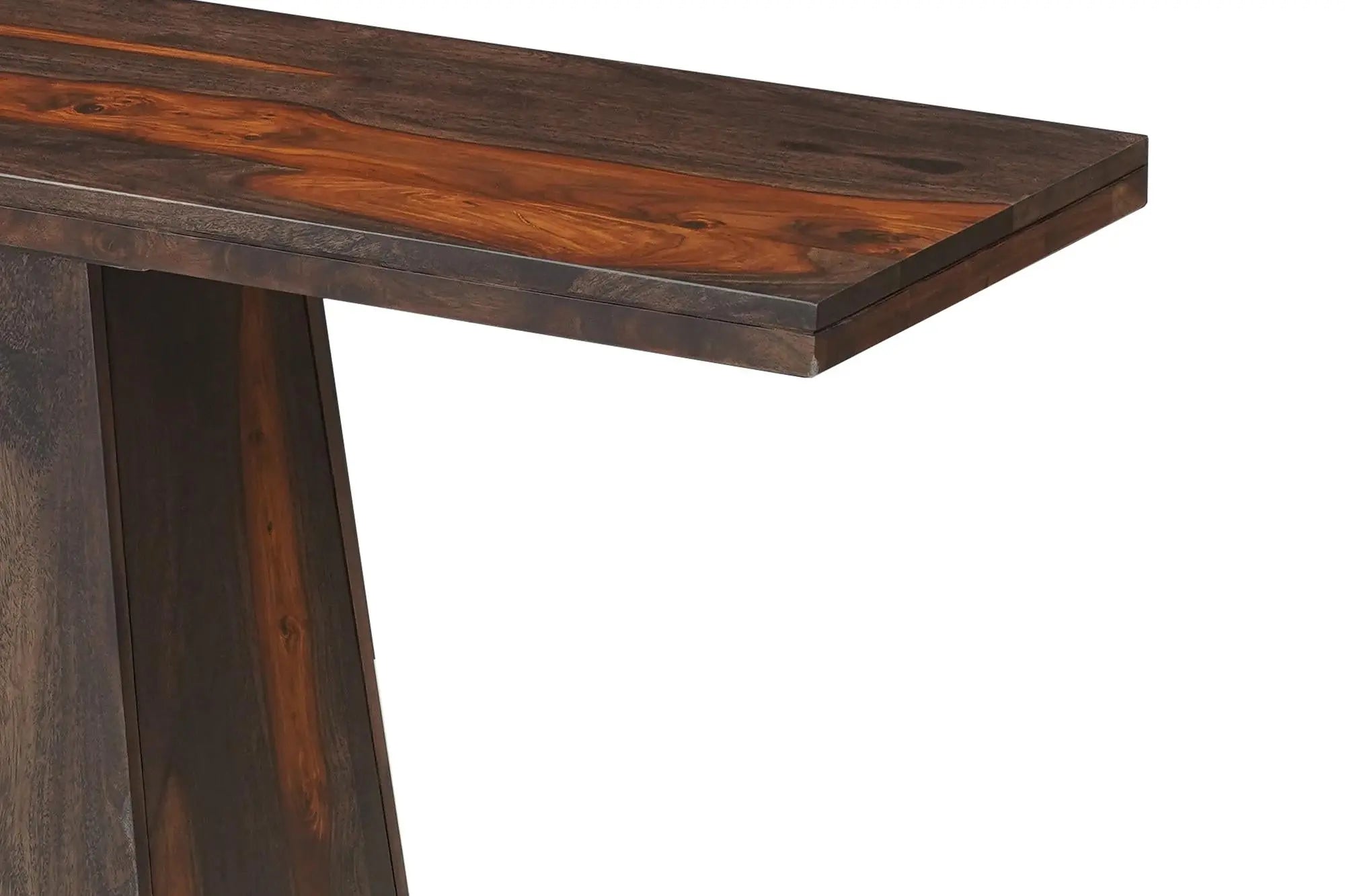 57" Dark Brown Solid Wood Pedestal Console Table Homeroots
