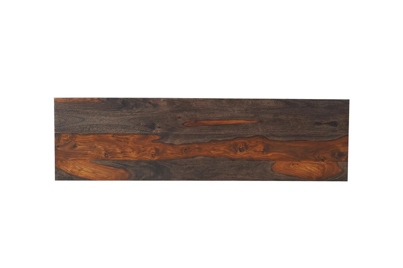 57" Dark Brown Solid Wood Pedestal Console Table Homeroots