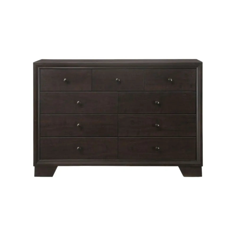 57" Espresso Wood Nine Drawer Double Dresser Homeroots Bed & Bath
