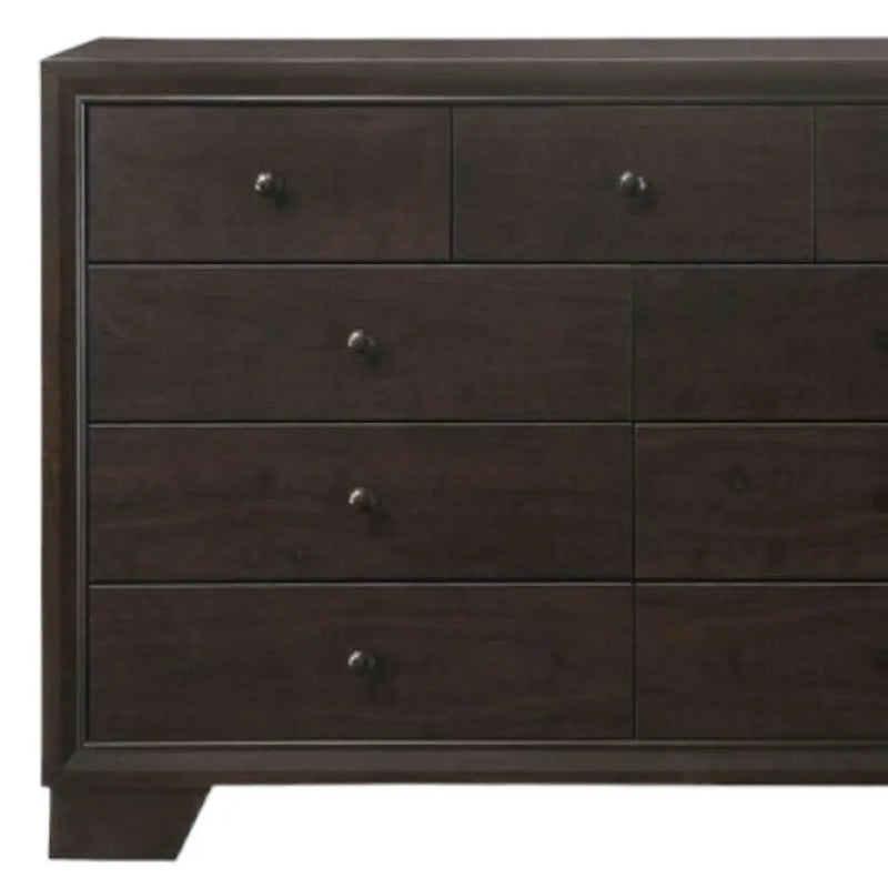 57" Espresso Wood Nine Drawer Double Dresser Homeroots Bed & Bath