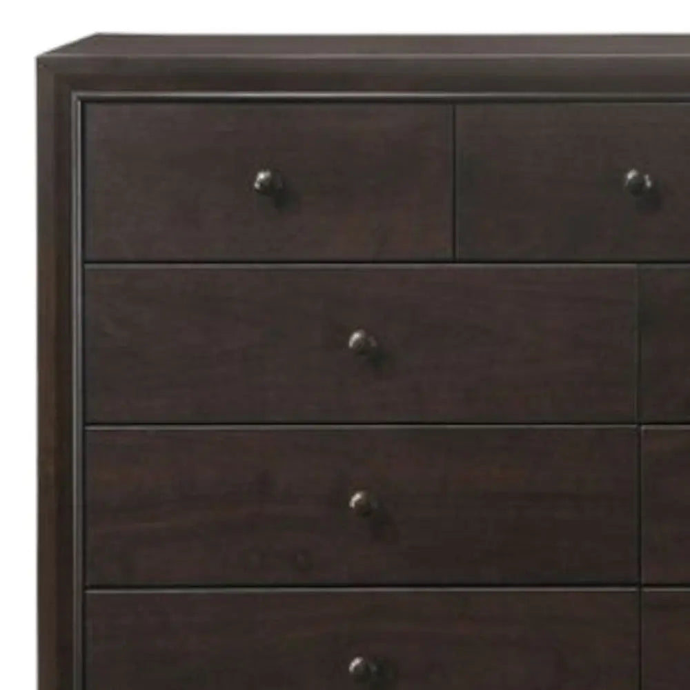 57" Espresso Wood Nine Drawer Double Dresser Homeroots Bed & Bath