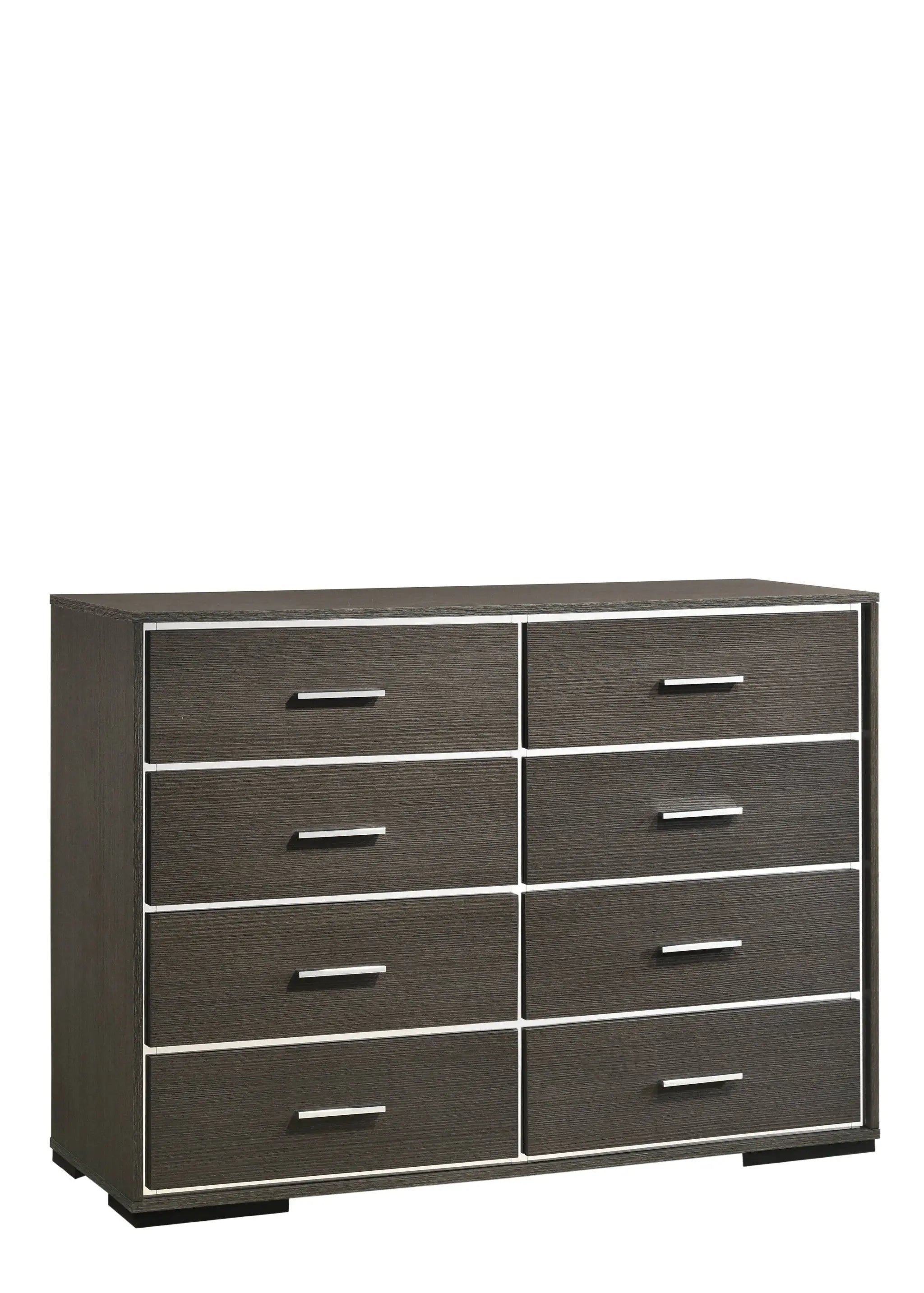 57" Gray Solid and Manufactured Wood Eight Drawer Double Dresser - GreatEagleInc