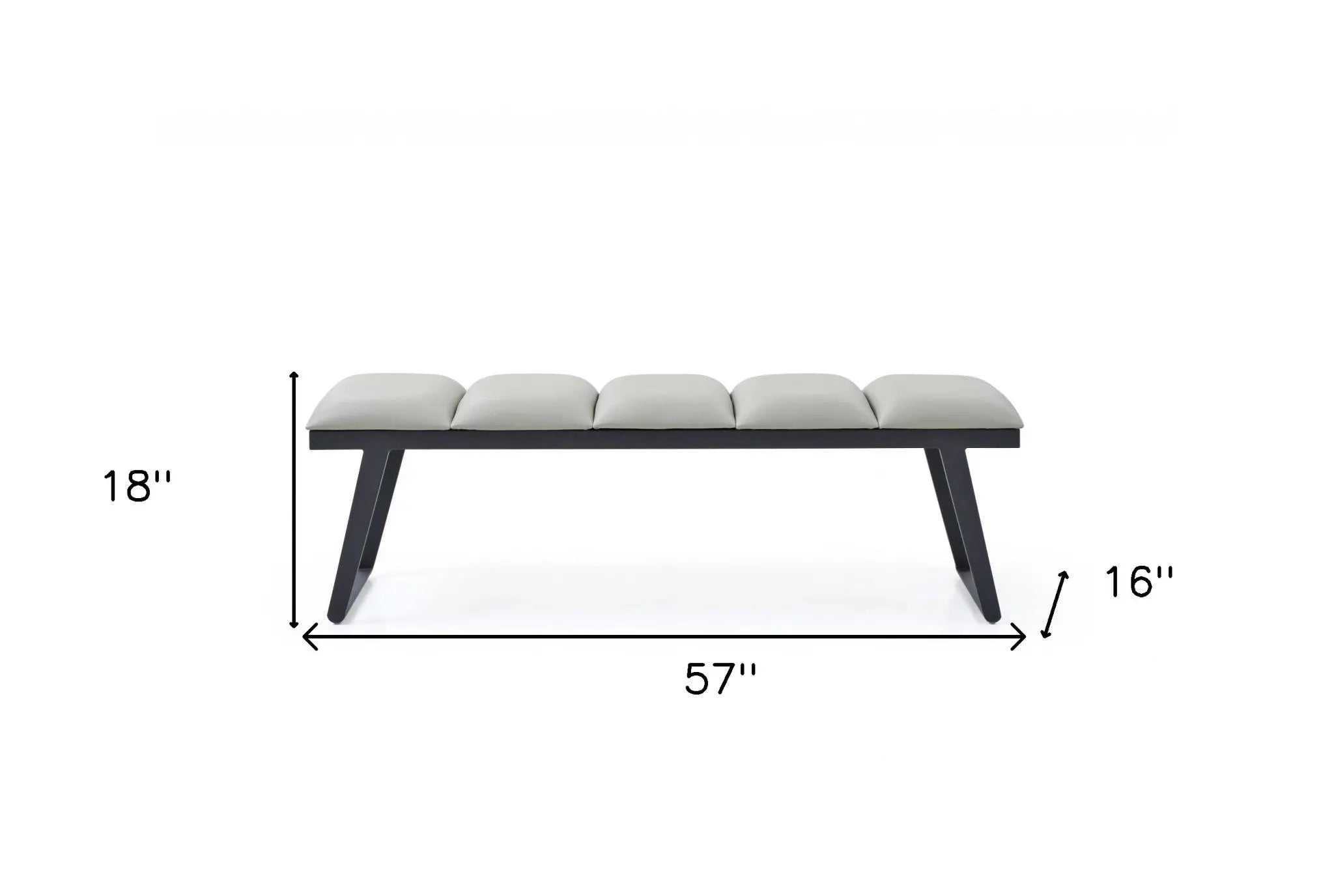 57" Light Gray and Black Upholstered Faux Leather Bench Homeroots Living Room