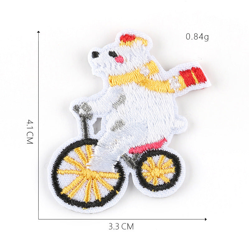 Embroidered patch cartoon animal bear flower DIY children's clothing accessories sewing ironing patch stickers jewelry patch