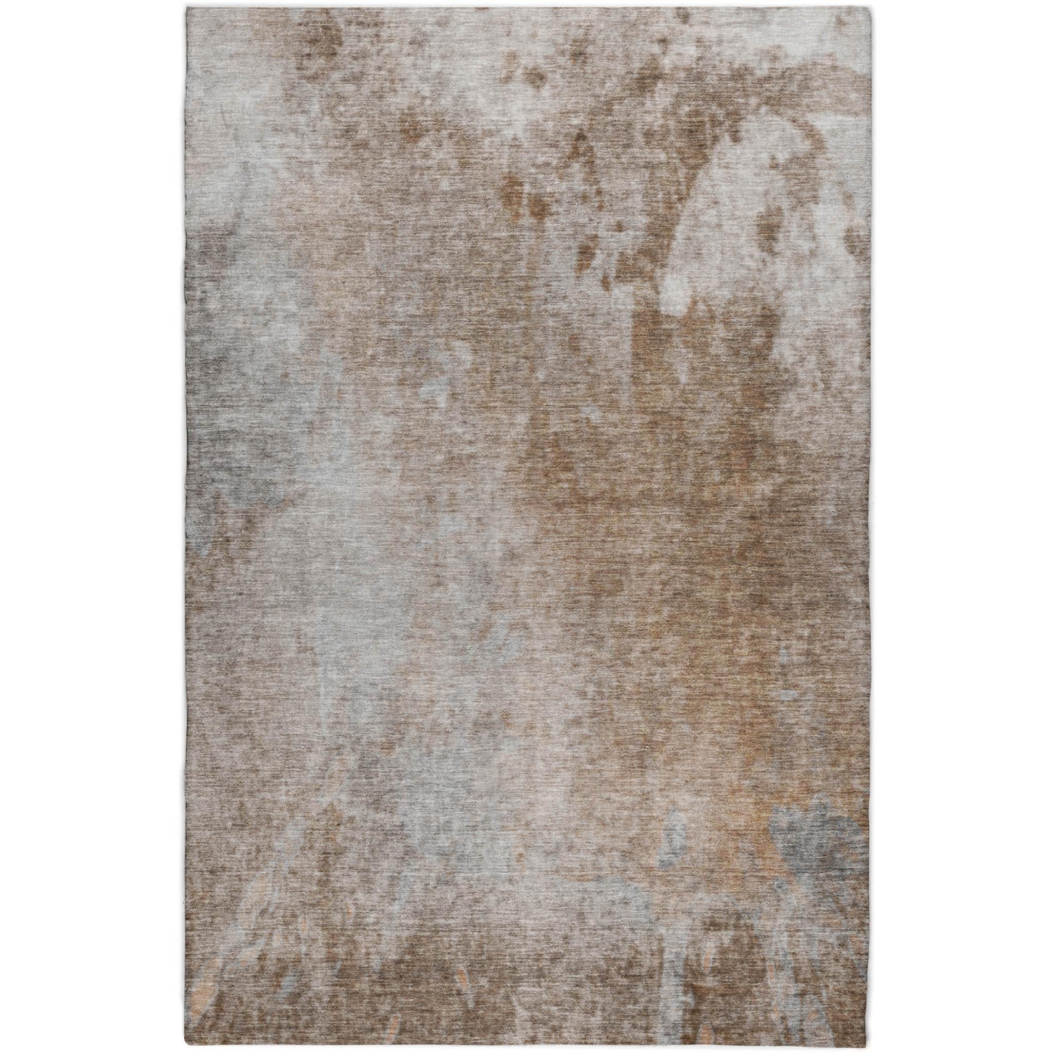 10' X 14' Brown And Beige Abstract Shag Washable Area Rug With UV Protection - Home & Garden