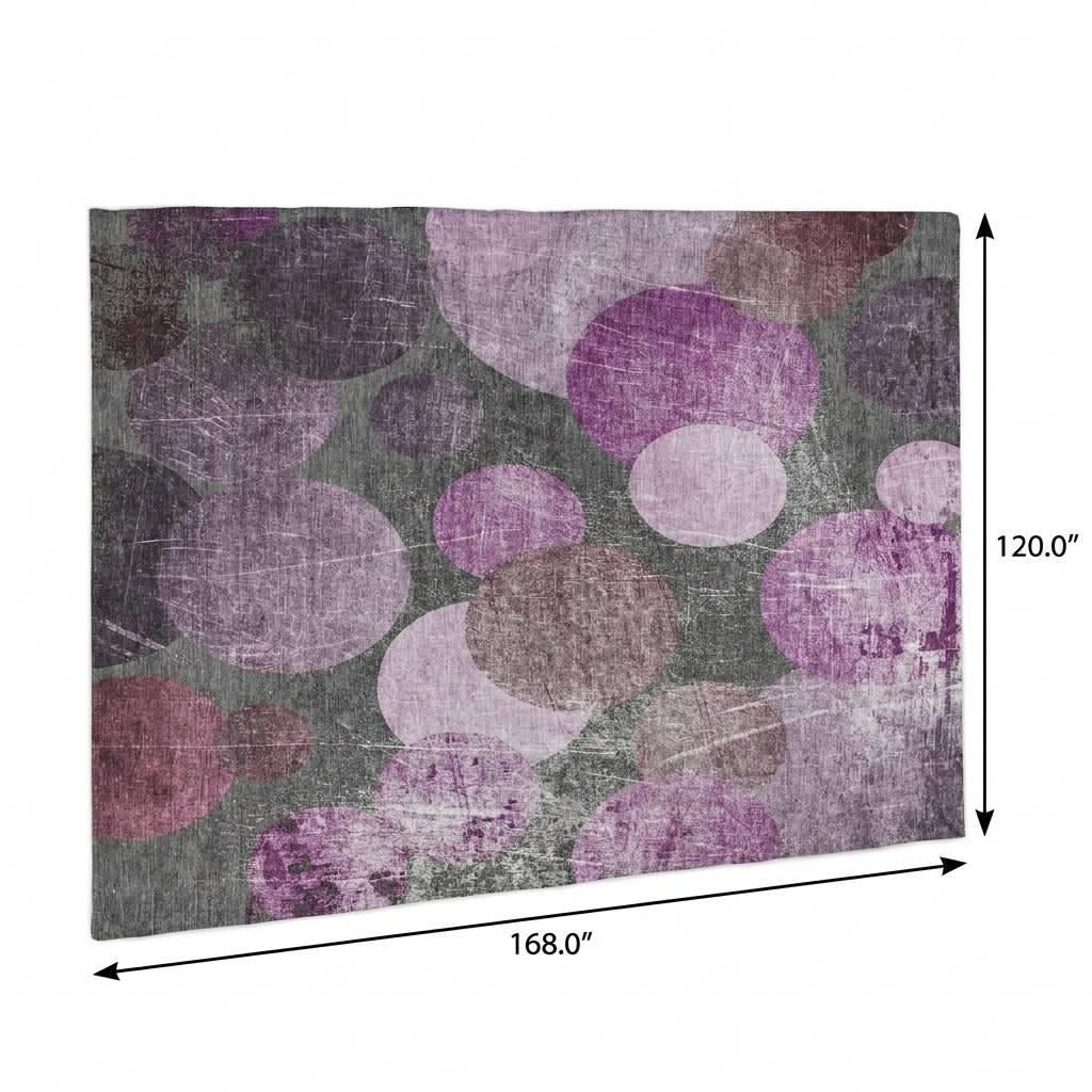 10' X 14' Red And Purple Geometric Shag Washable Area Rug With UV Protection - Home & Garden