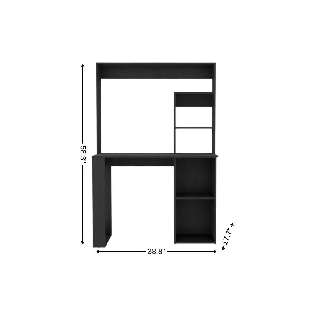 58" Black Wood Computer Desk With Hutch Homeroots Office