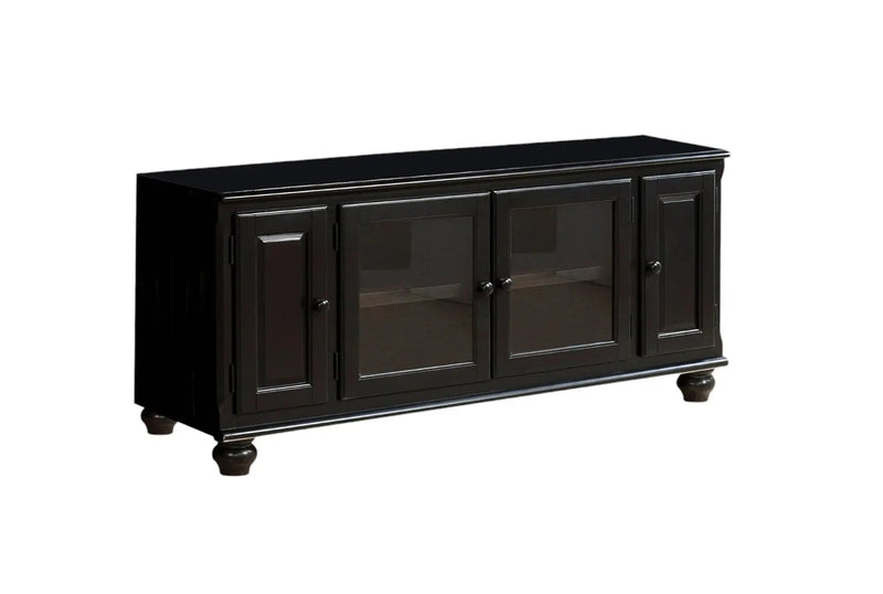 58" Black Wood Enclosed Storage TV Stand Homeroots Living Room