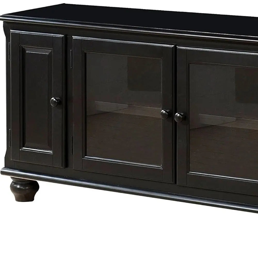 58" Black Wood Enclosed Storage TV Stand Homeroots Living Room