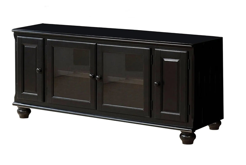 58" Black Wood Enclosed Storage TV Stand Homeroots Living Room