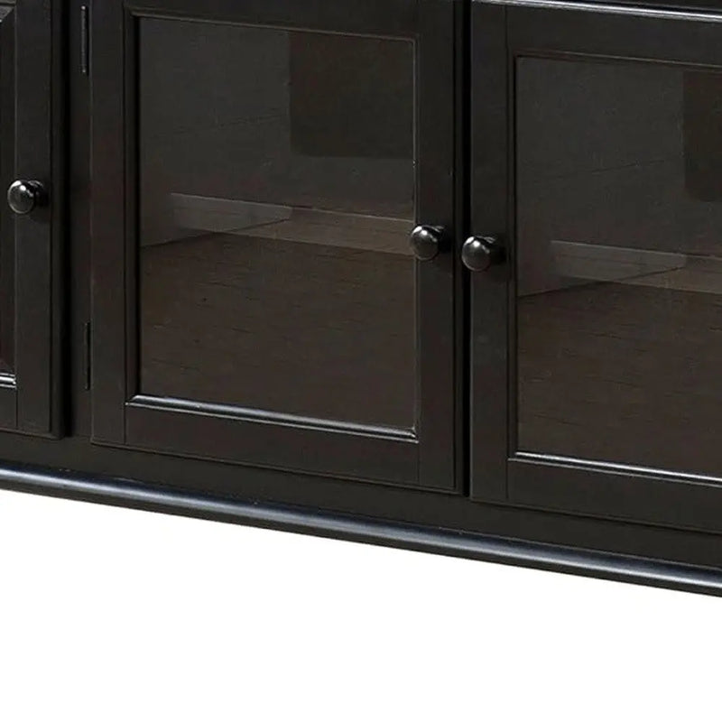 58" Black Wood Enclosed Storage TV Stand Homeroots Living Room