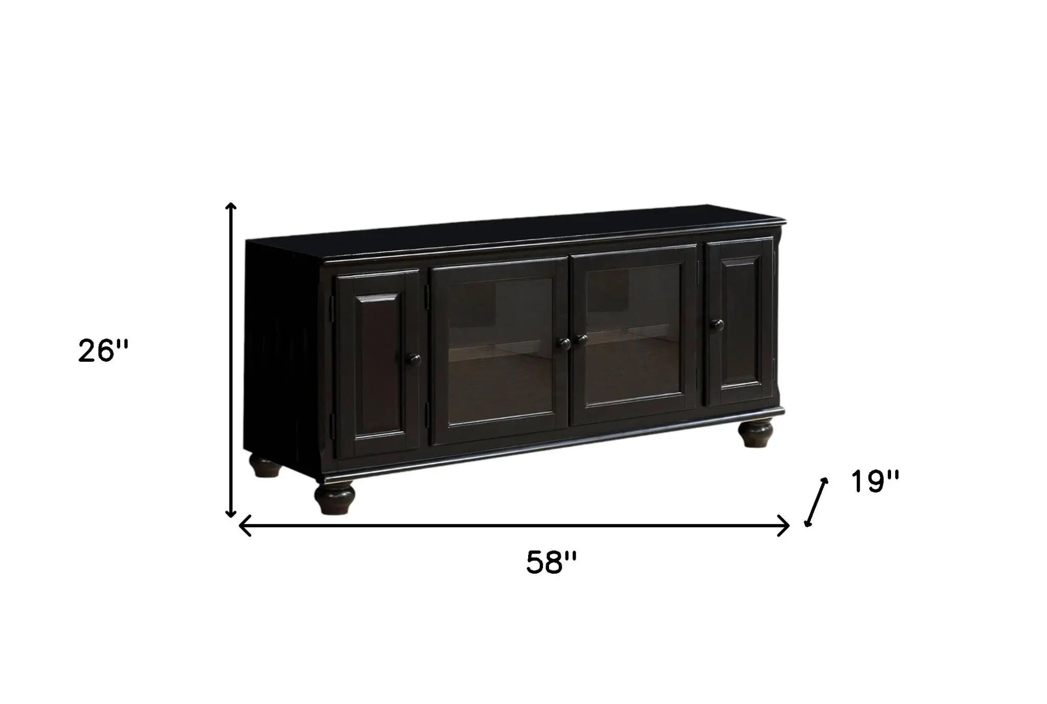 58" Black Wood Enclosed Storage TV Stand Homeroots Living Room