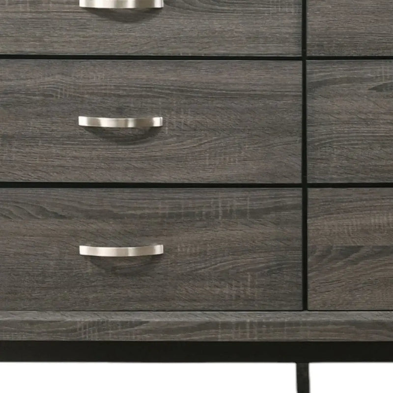 58" Gray Six Drawer Double Dresser Homeroots Bed & Bath