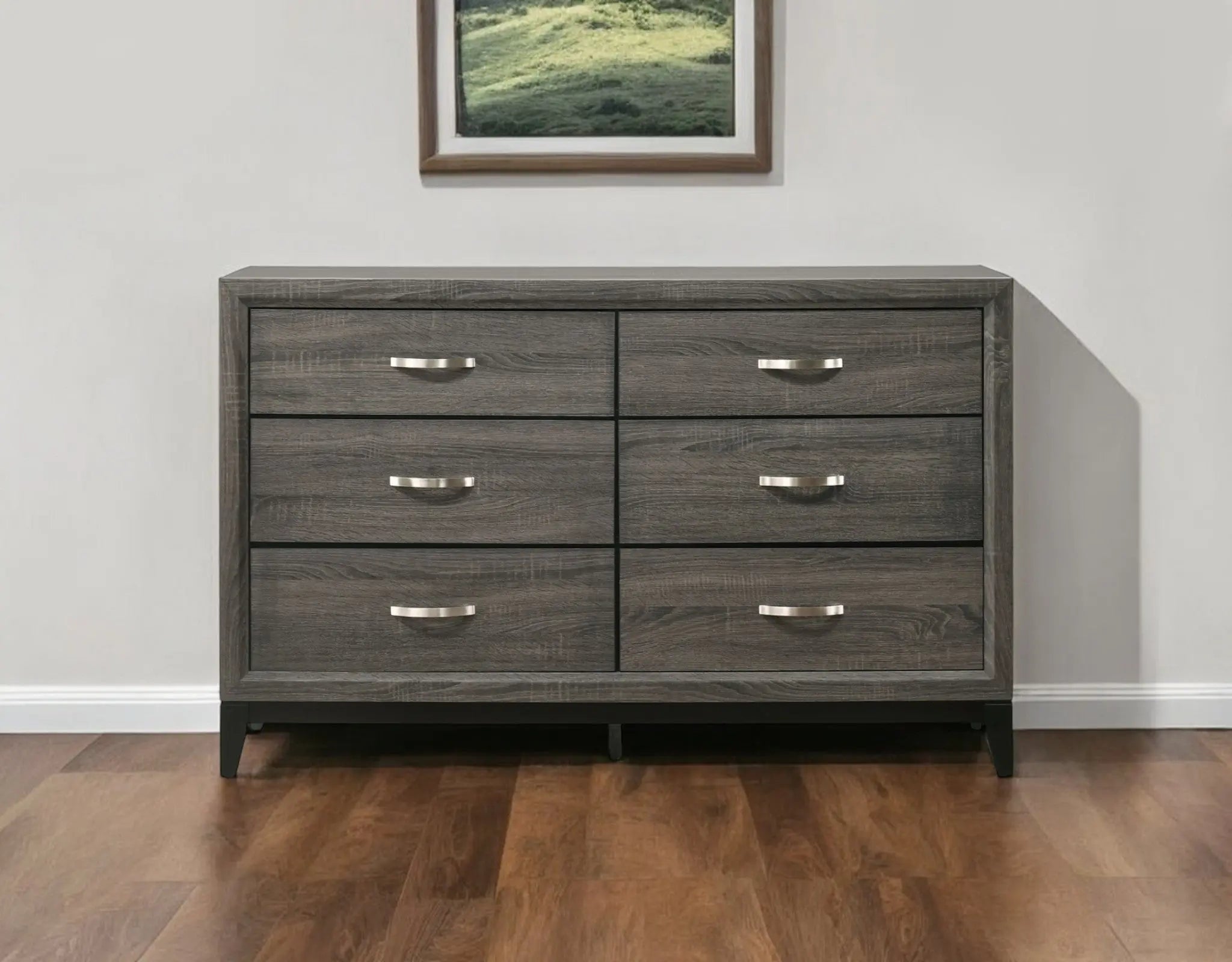 58" Gray Six Drawer Double Dresser Homeroots Bed & Bath