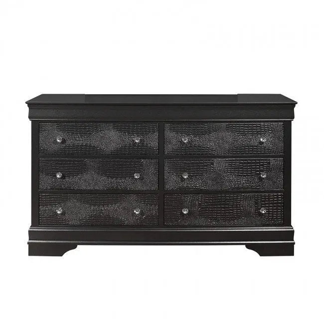 58" Metallic Grey Solid Wood Six Drawer Double Dresser Homeroots Bed & Bath