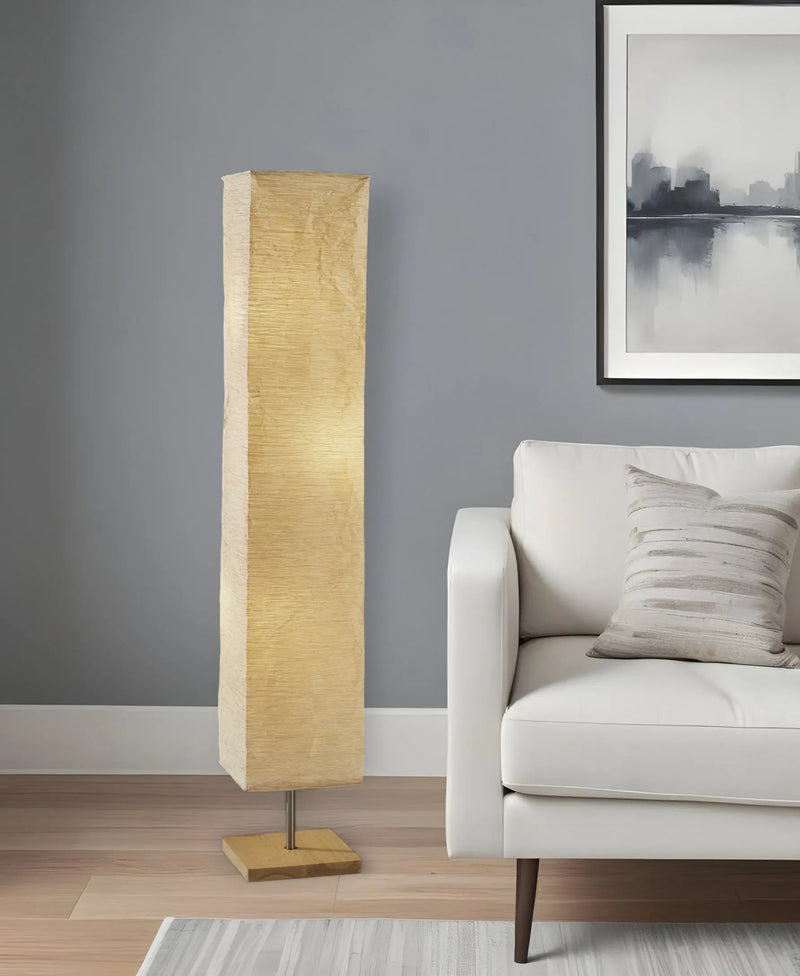 58" Natural Column Floor Lamp With Natural Paper Shade Homeroots Lighting