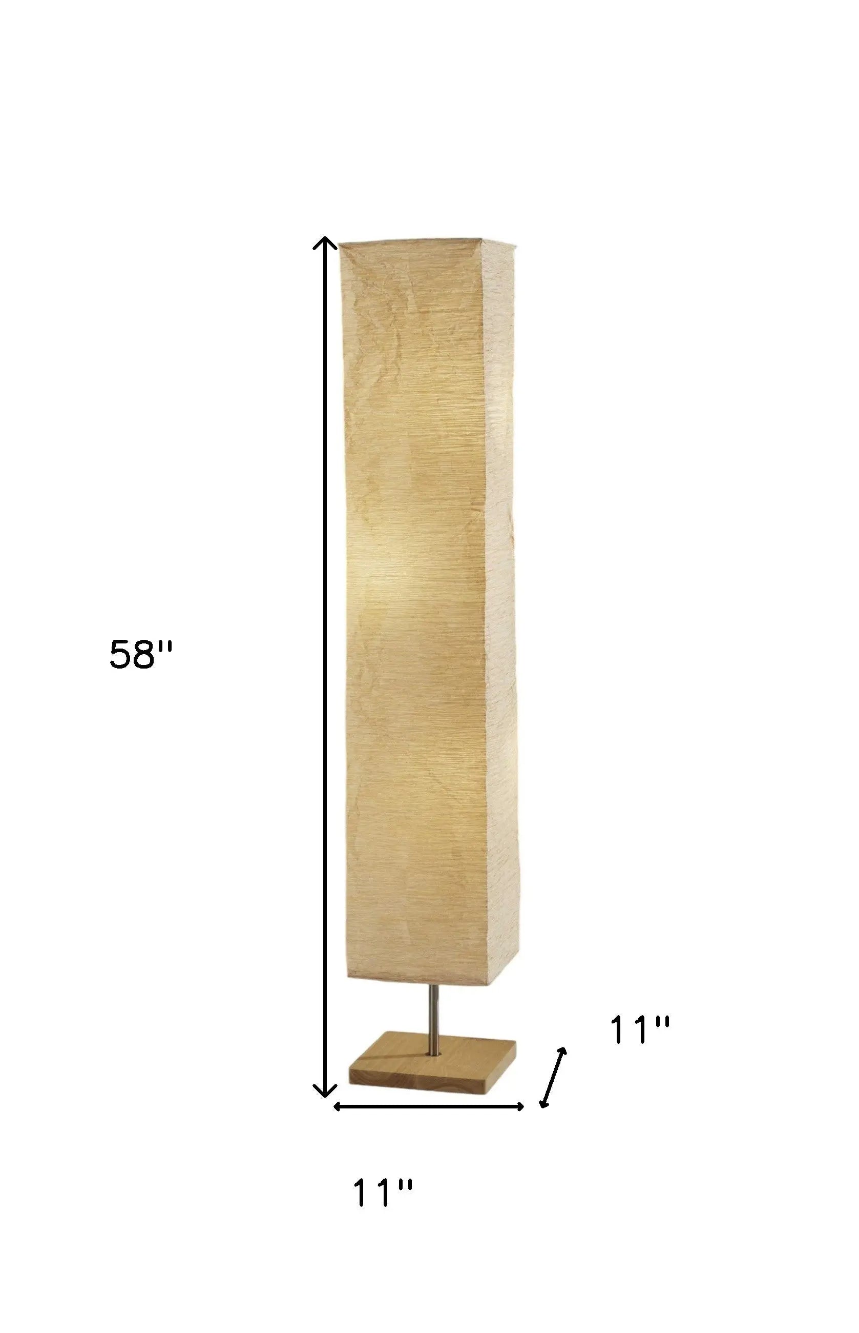 58" Natural Column Floor Lamp With Natural Paper Shade Homeroots Lighting