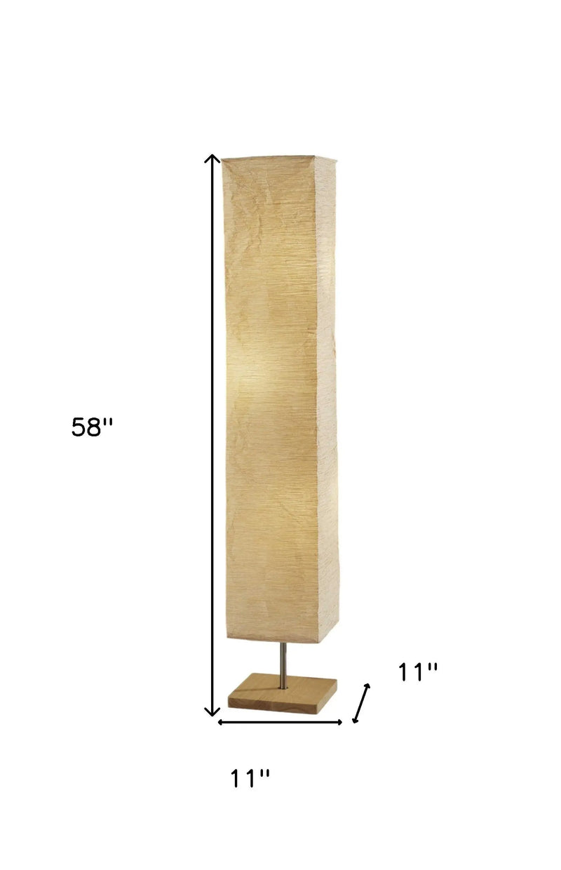 58" Natural Column Floor Lamp With Natural Paper Shade Homeroots Lighting
