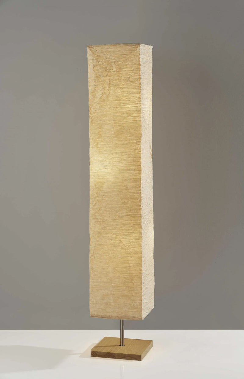 58" Natural Column Floor Lamp With Natural Paper Shade Homeroots Lighting