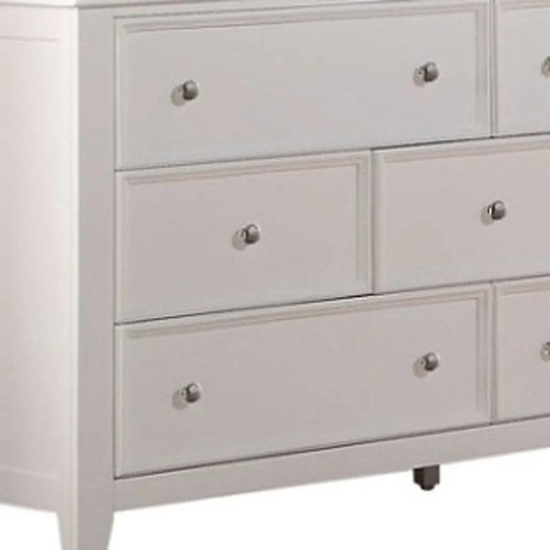 58" White Solid Wood Seven Drawer Triple Dresser Homeroots Bed & Bath