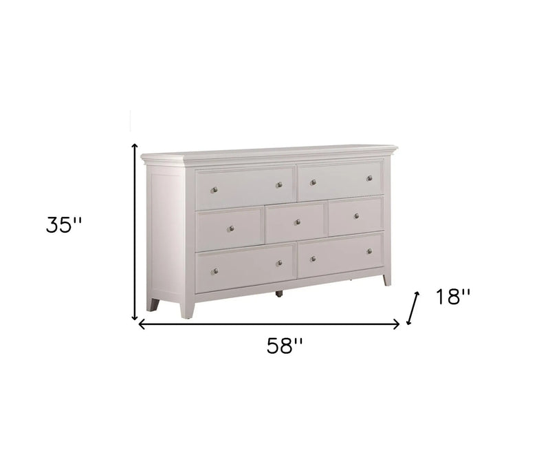 58" White Solid Wood Seven Drawer Triple Dresser Homeroots Bed & Bath