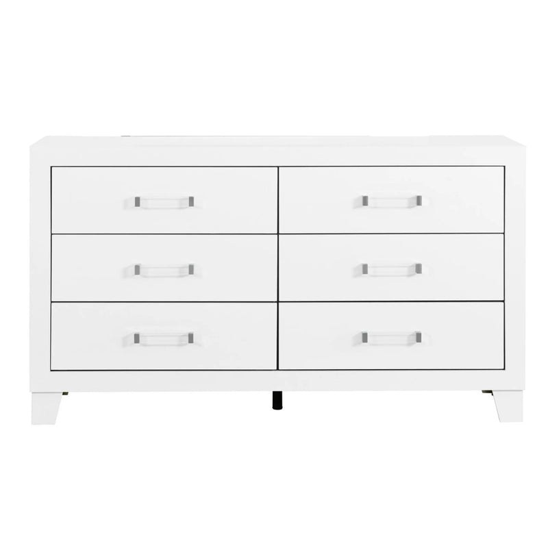 58" White Wood Six Drawer Double Dresser Homeroots Bed & Bath