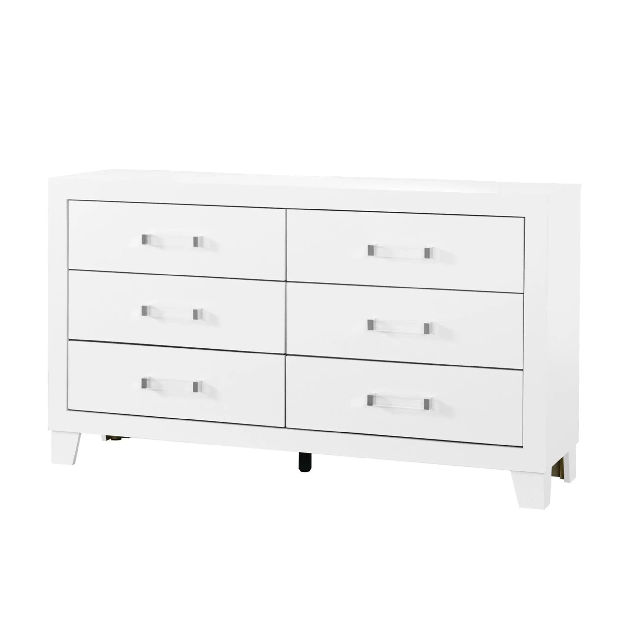 58" White Wood Six Drawer Double Dresser Homeroots Bed & Bath