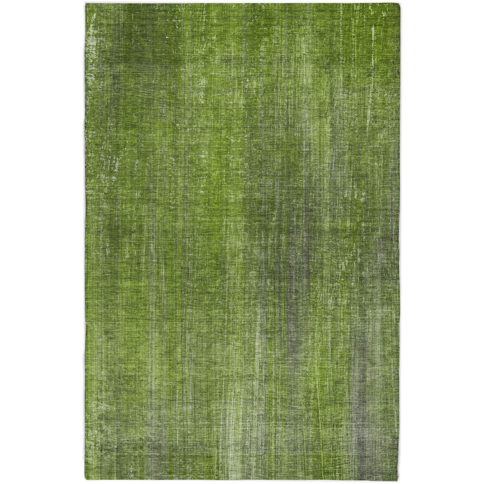 10' X 14' Green And Gray Striped Shag Washable Area Rug With UV Protection - Home & Garden