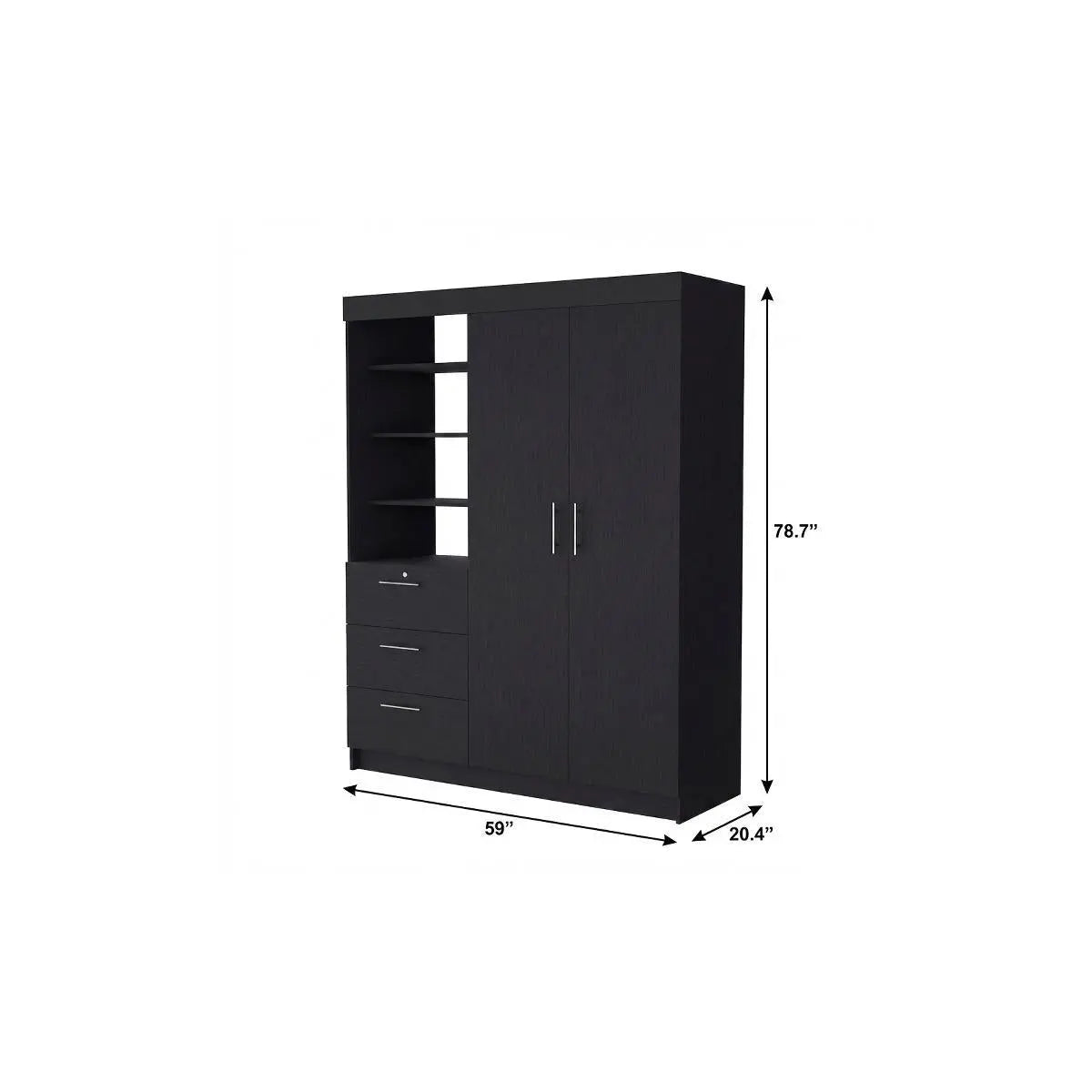 59" Black Accent Cabinet Soft Close With Three Shelves And One Drawer Homeroots Bed & Bath
