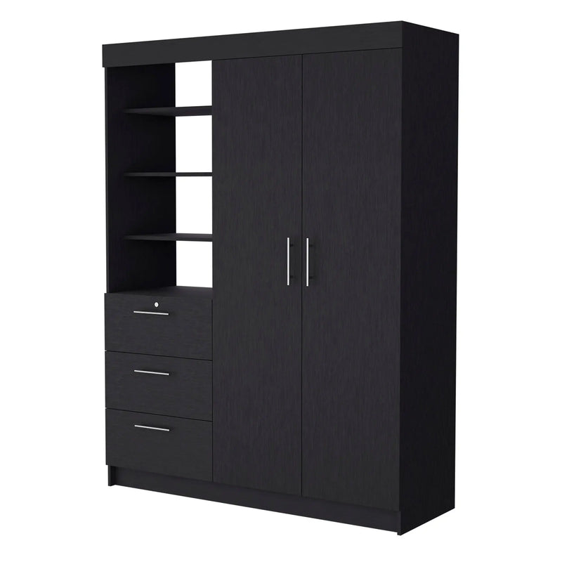 59" Black Accent Cabinet Soft Close With Three Shelves And One Drawer Homeroots Bed & Bath