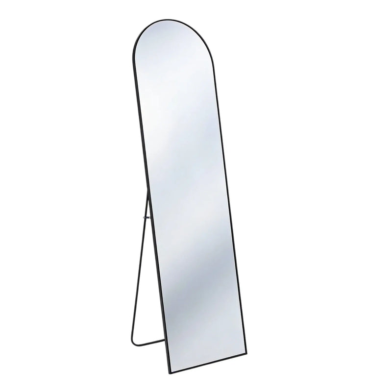59" Black Aluminum Arch Freestanding And Wall Mounted Framed Full Length Mirror Homeroots Bed & Bath