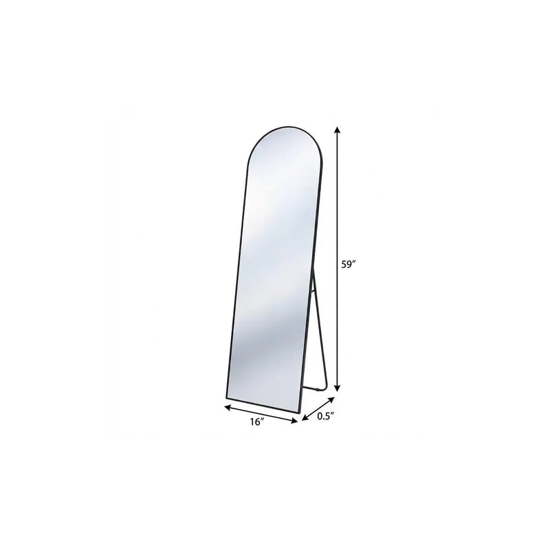 59" Black Aluminum Arch Freestanding And Wall Mounted Framed Full Length Mirror Homeroots Bed & Bath