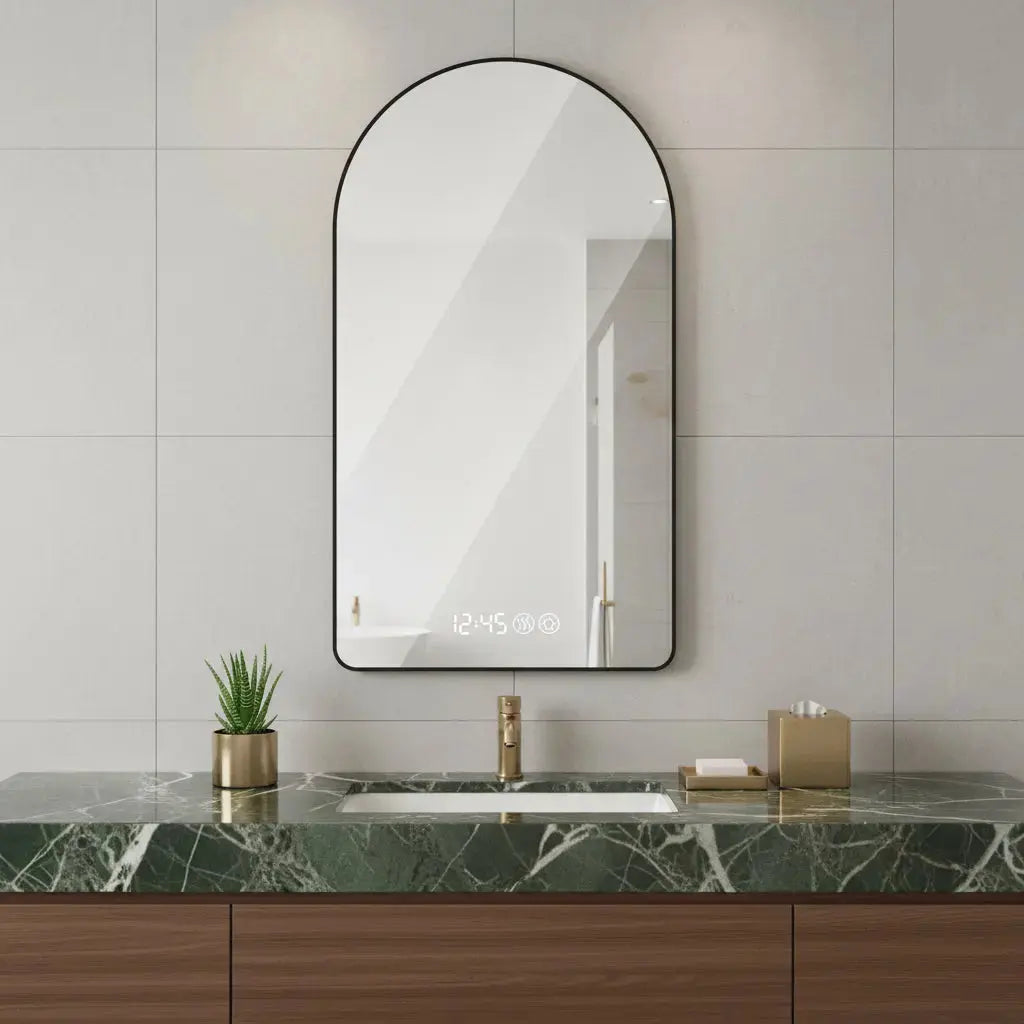 59" Black Aluminum Arch Lighted Framed Bathroom Vanity Mirror Homeroots Bed & Bath