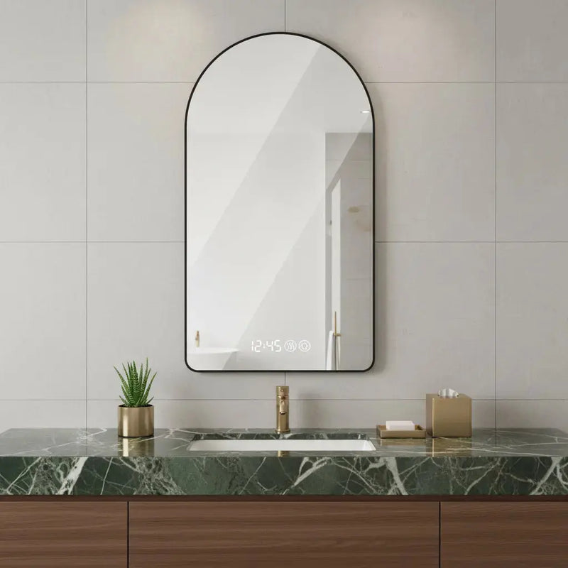 59" Black Aluminum Arch Lighted Framed Bathroom Vanity Mirror Homeroots Bed & Bath